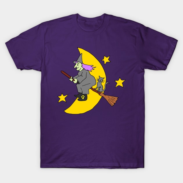 Flying Witch Halloween T-Shirt by Michelle Le Grand